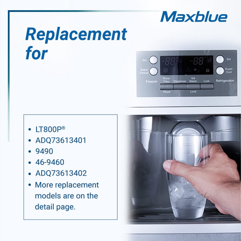 Maxblue ADQ73613401 Refrigerator Water Filter, Replacement for LGÂ® LT800PÂ®, ADQ73613402, ADQ73613408, ADQ75795104, Kenmore 9490, LSXS26326S, LMXC23746S, WF-LT800P, 469490, LMXC23746D, Pack of 3 - Image 4